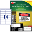 Avery White Heavy Duty Labels 99.1mm x 38.1mm  Laser, Extra Strong Permanent 14 Per sheet 25 Sheets, L7063